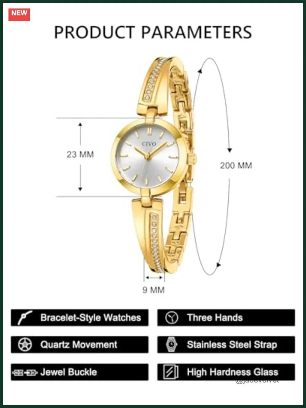 Dainty Bracelet Watch for Women Gold Tone Quartz New